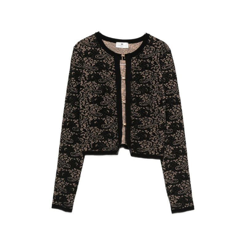Elisabetta Franchi Lace-pattern Logo-plaque Sweater
