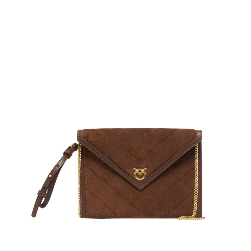 Pinko Quilted Suede Clutch Bag