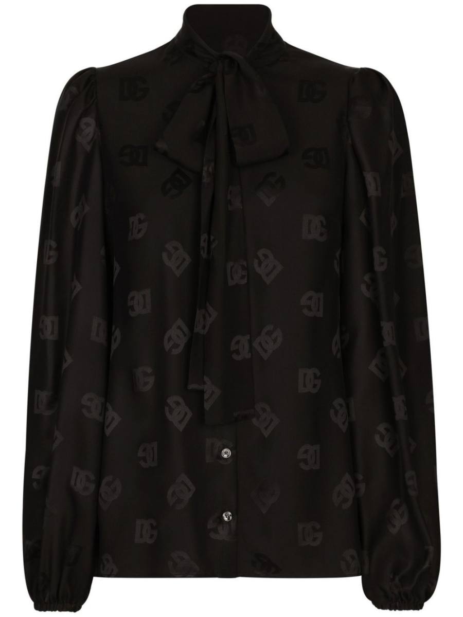 monogram-jacquard silk shirtt