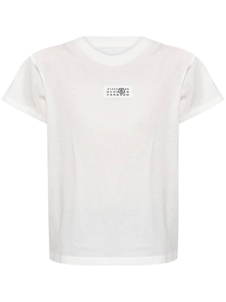 Numbers-motif cotton T-shirt
