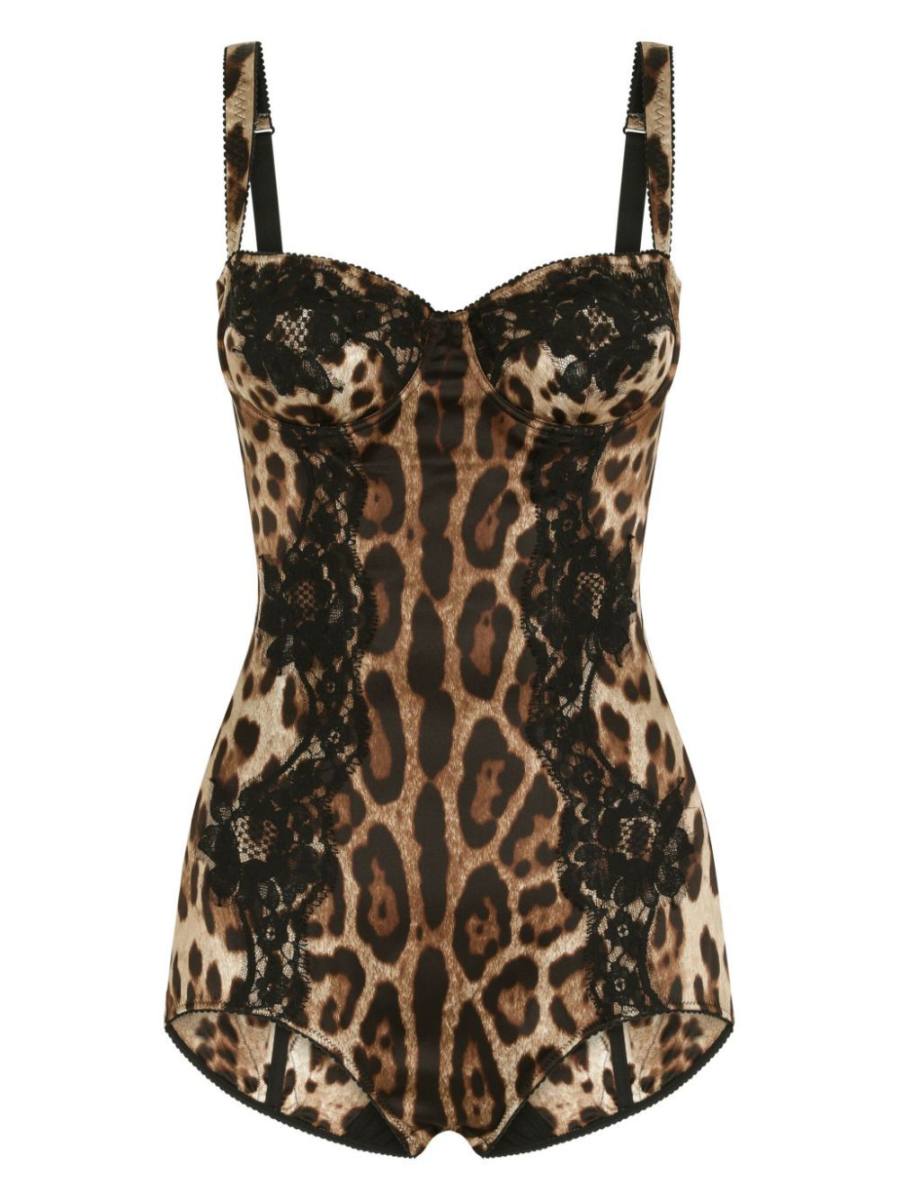 leopard-print balconette bodysuit