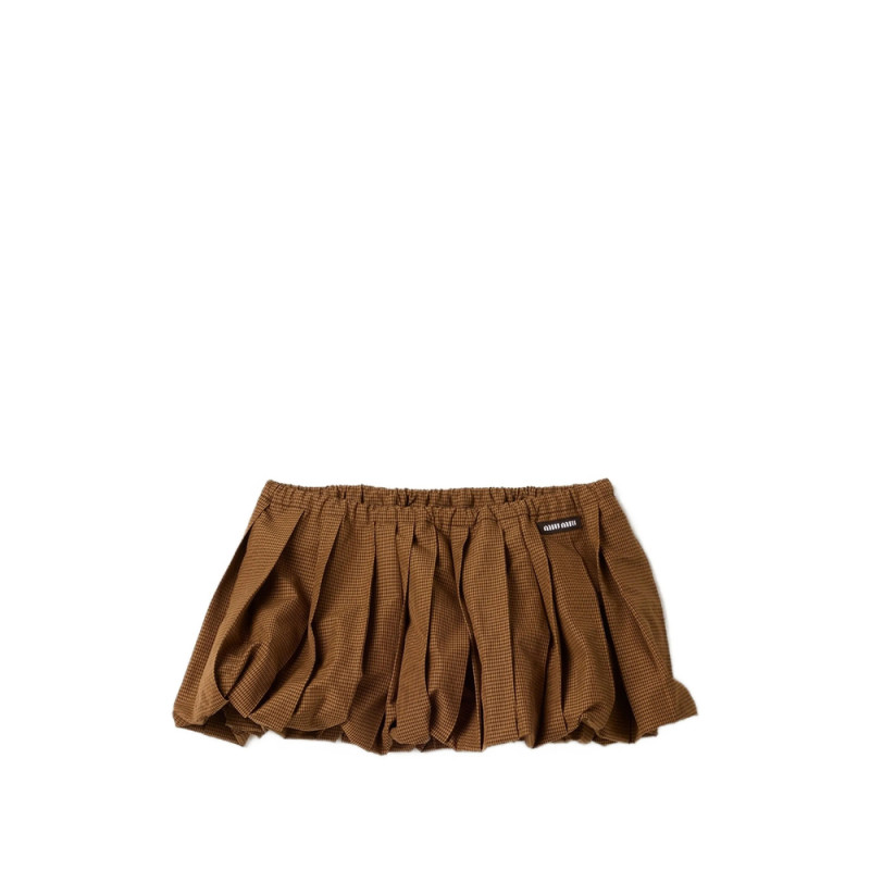 Miu Miu Pleated Gingham Check Miniskirt