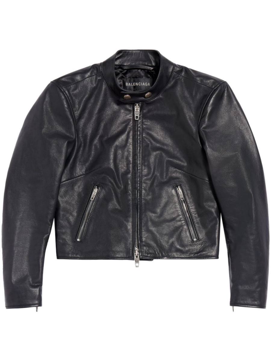 Racer zipped leather jacket