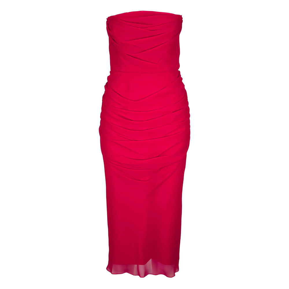 Carolina Herrera Strapless Draped Midi Dress