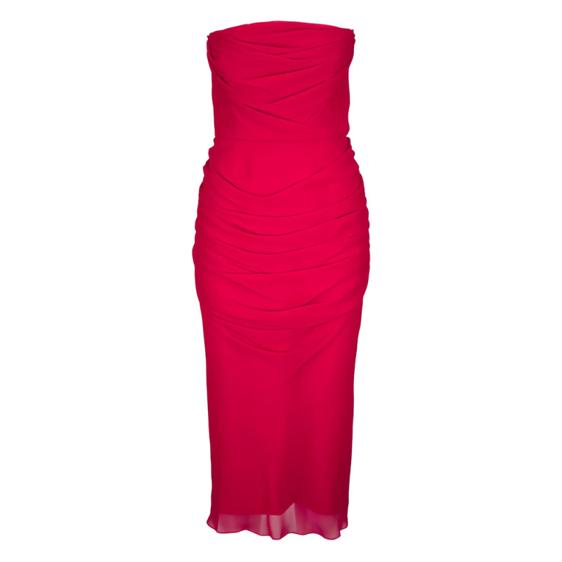 Carolina Herrera Strapless Draped Midi Dress