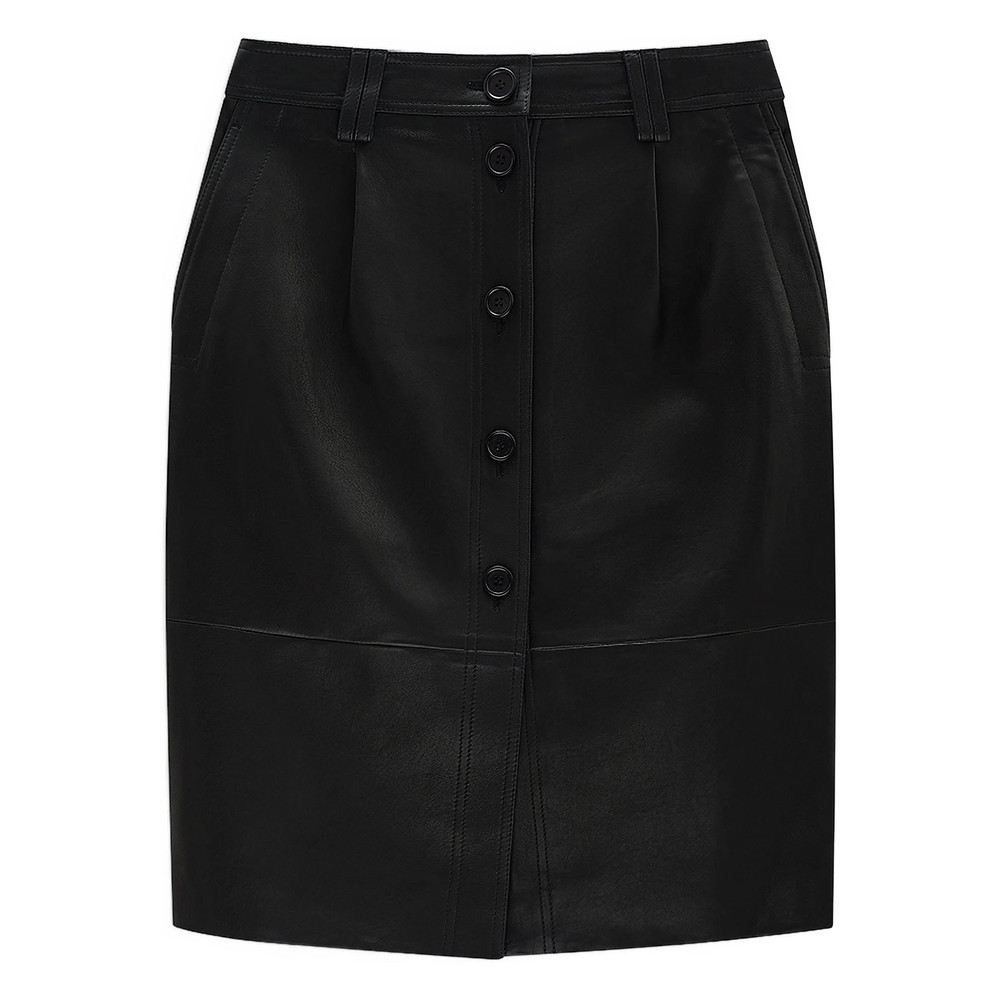 Anine Bing Button-front Leather Skirt