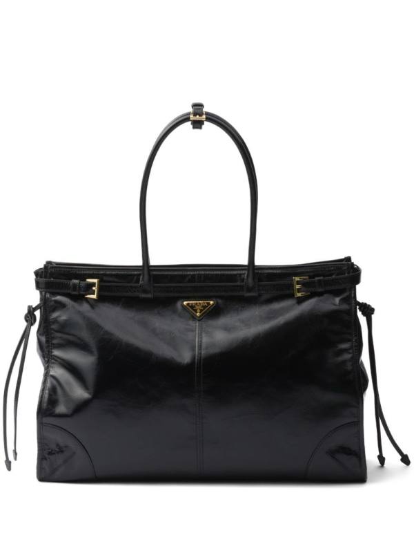 large triangle-logo leather handbag