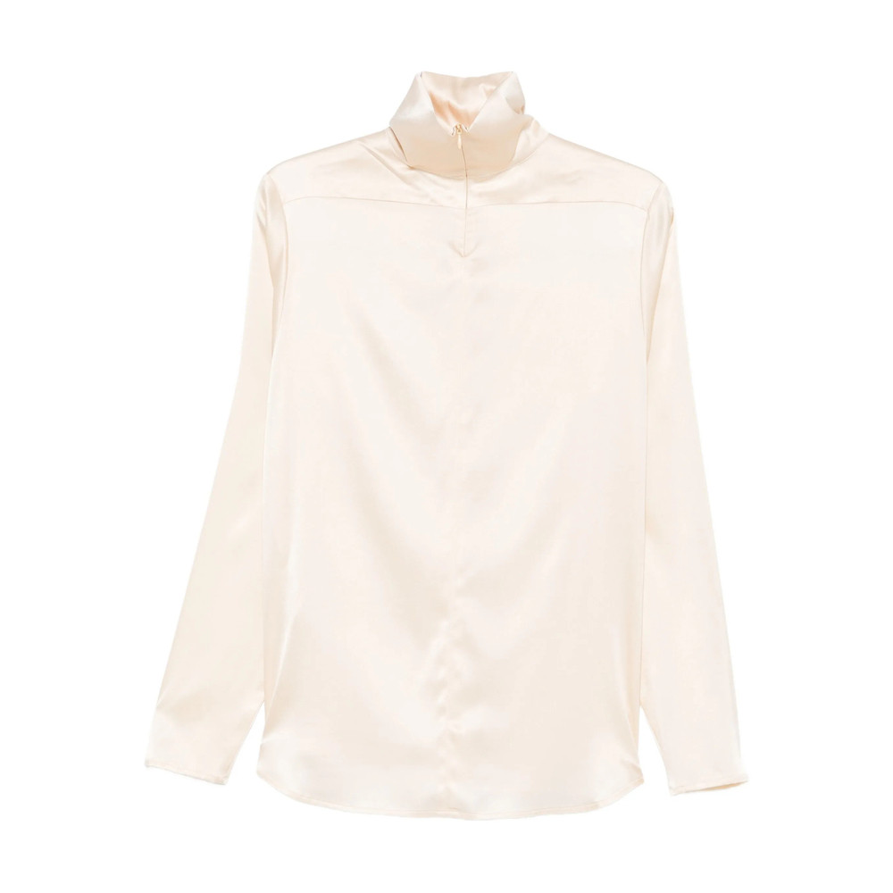 Covert Funnel-neck Long-sleeved Blouse