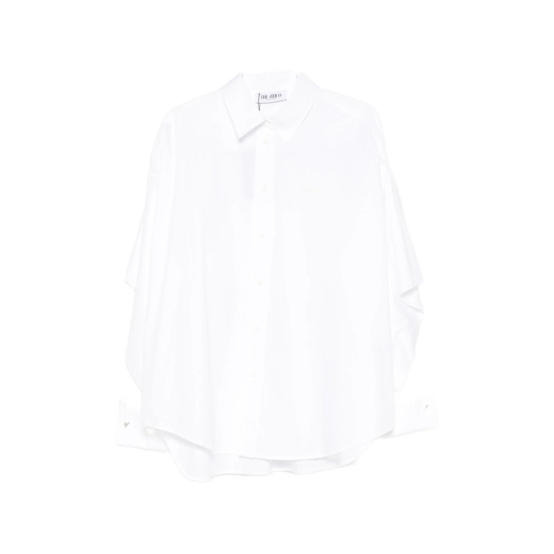 The Attico Cape-effect Embroidered-logo Shirt