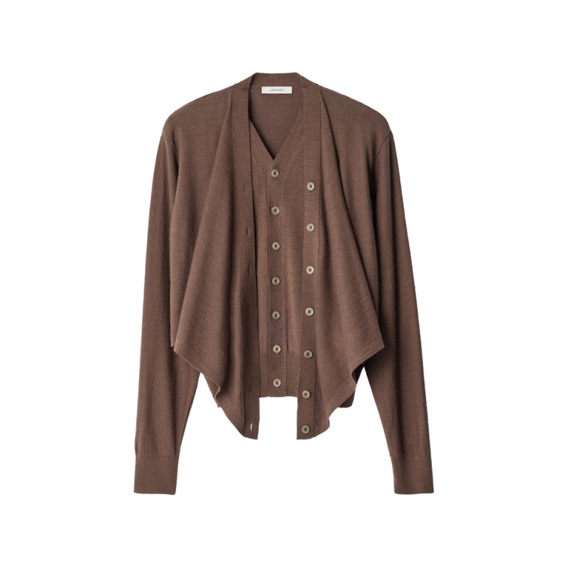 Lemaire Trompe-l'ail Cardigan In Merino Wool Blend
