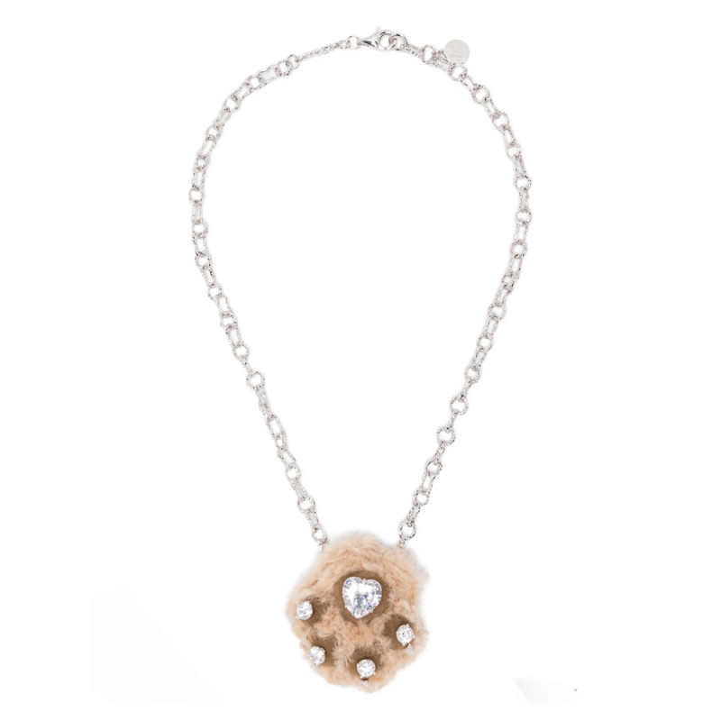 Yvmin Heart-shaped Crystal Embellished Necklace