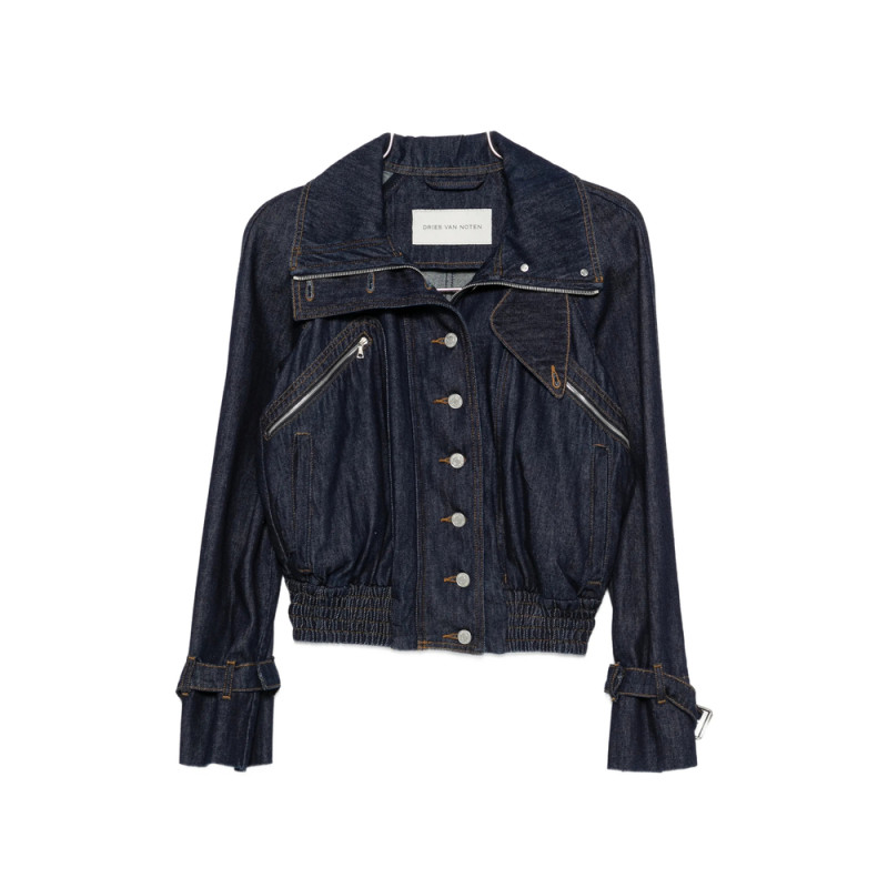 Dries Van Noten High-neck Elasticated-hem Denim Jacket