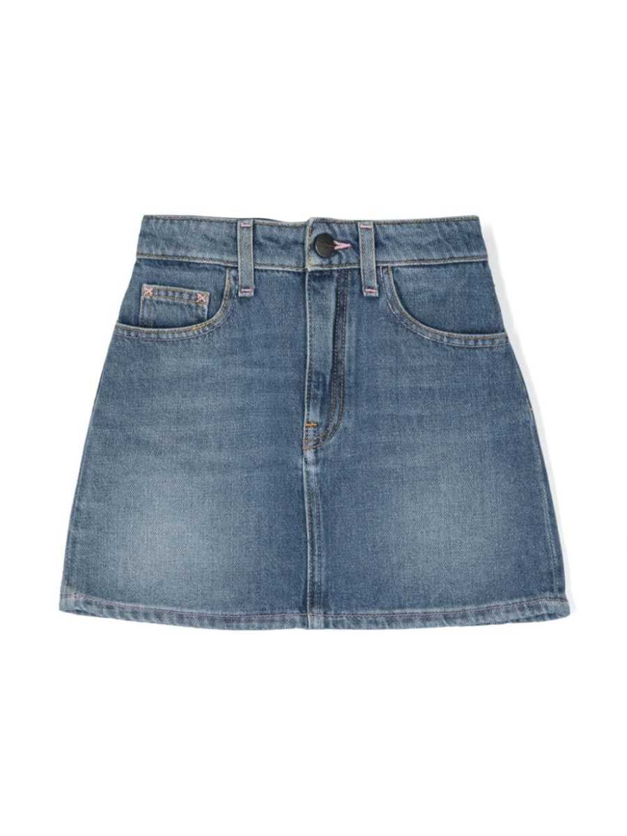 logo-print denim skirt