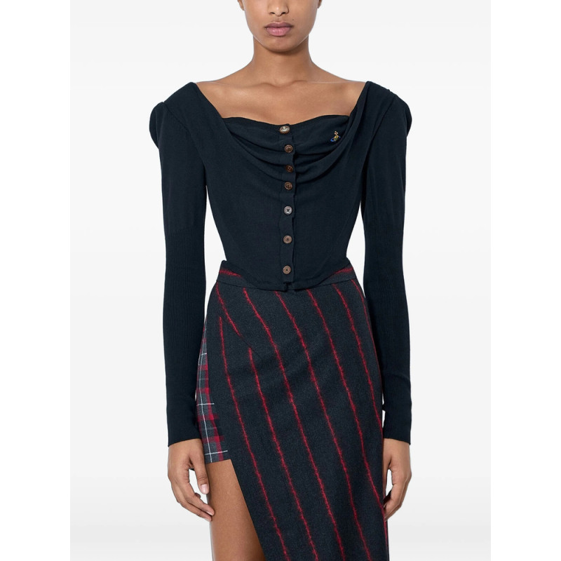 Vivienne Westwood Long-sleeve Top With Draped Neckline And Button Fastening. Draped NecklineButton FasteningLong Sleeves