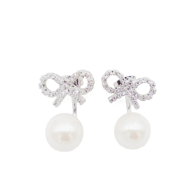 Self Portrait Crystal Bow Drop Earrings