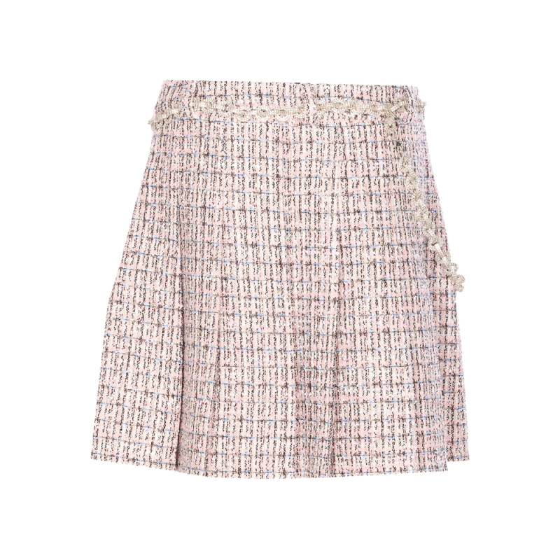 Self-portrait Crystal-embellished Tweed Mini Skirt