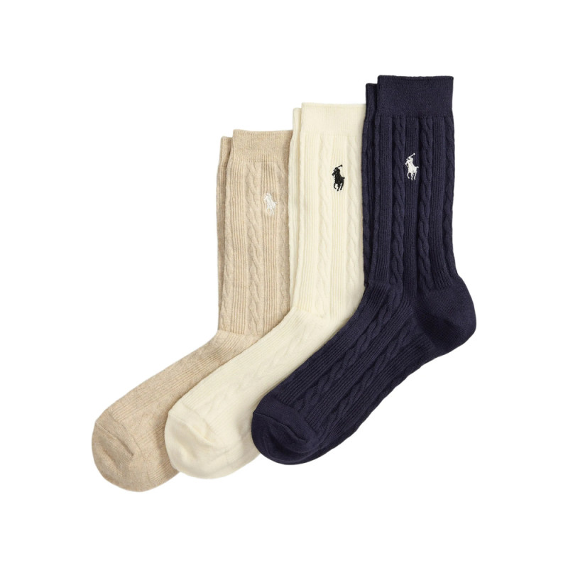 Ralph Lauren Cable-knit Crew Socks (pack Of Three)