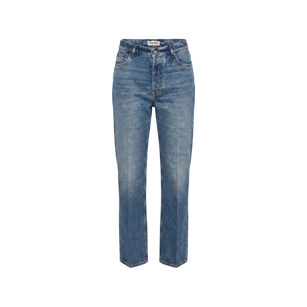 Miu Miu Logo-patch Straight-leg Jeans