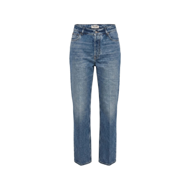 Miu Miu Logo-patch Straight-leg Jeans