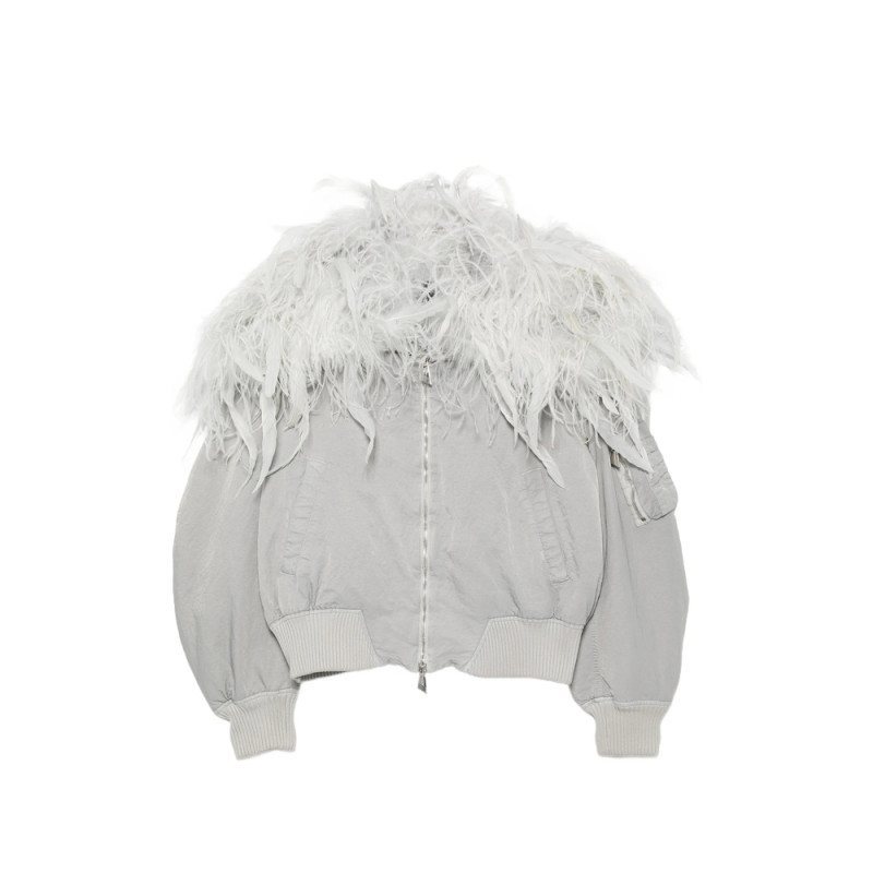 The Attico Feather-trim Bomber Jacket