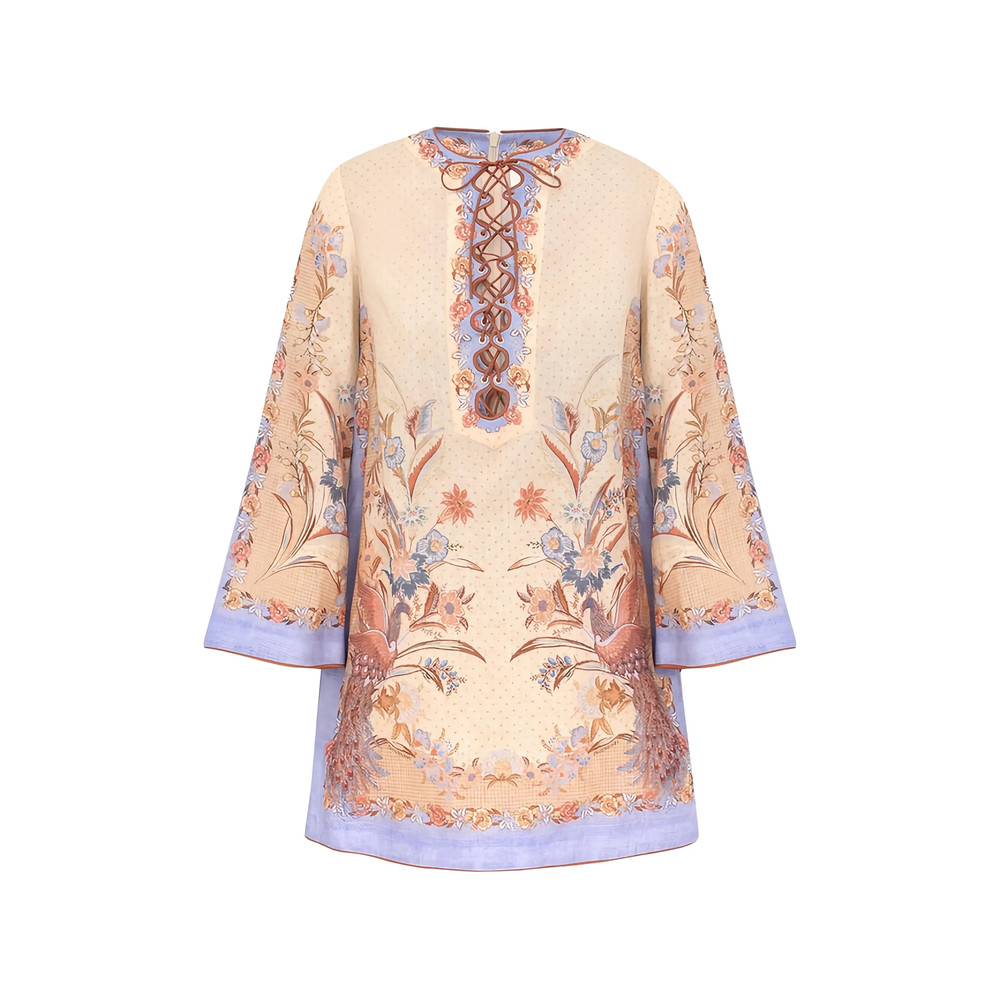 Zimmermann Indra Lace-up Tunic Mini Dress