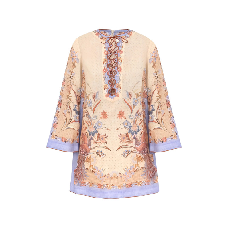 Zimmermann Indra Lace-up Tunic Mini Dress