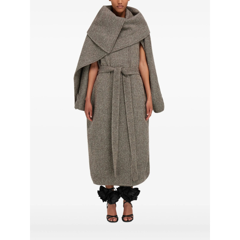 Ferragamo Herringbone Belted Coat