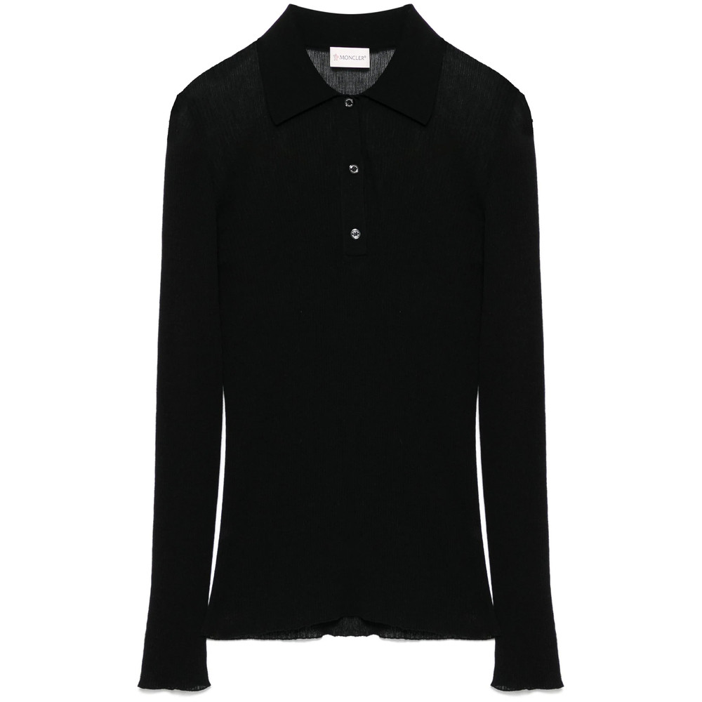 Moncler Fine-ribbed Polo Top