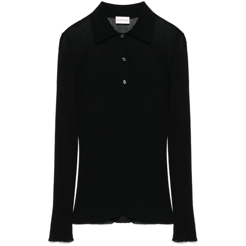 Moncler Fine-ribbed Polo Top