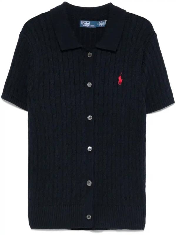 cable-knit polo shirt