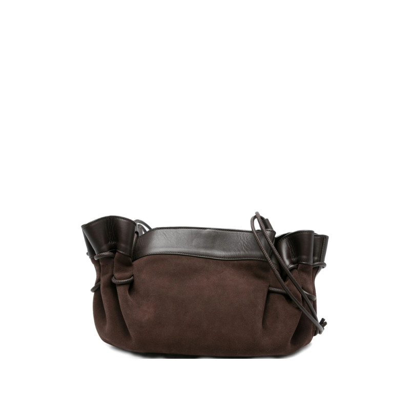 Hereu Arta Ruffled Suede Shoulder Bag