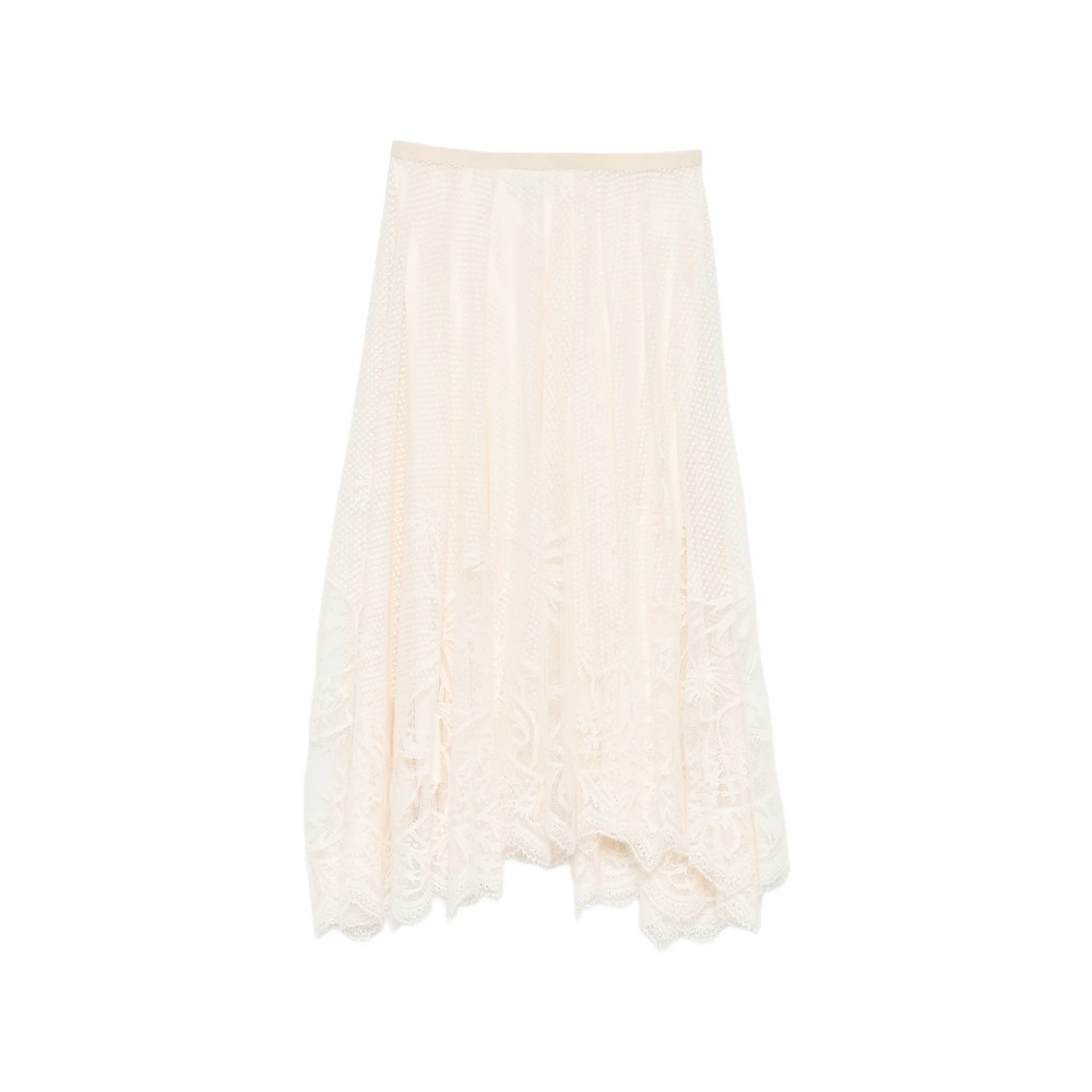 Fabiana Filippi Lace Asymmetric-hem Midi Skirt