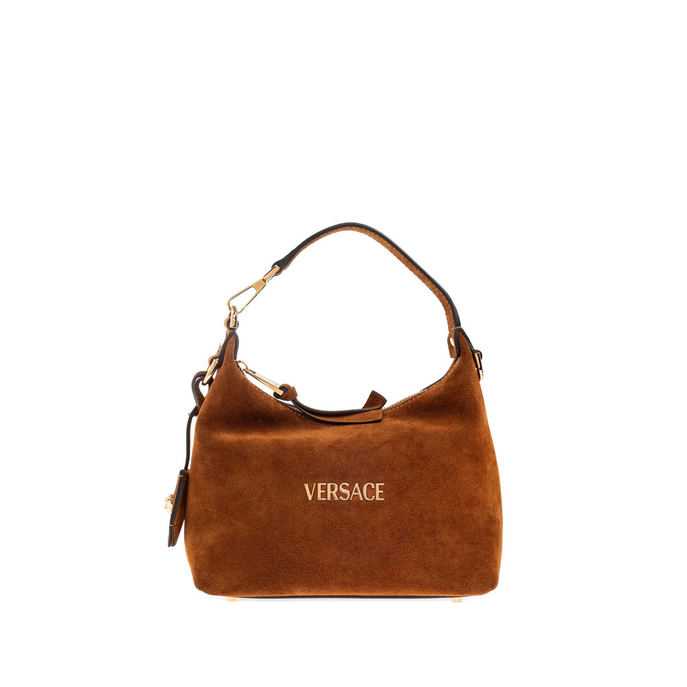 Versace Logo-lettering Suede Tote Bag