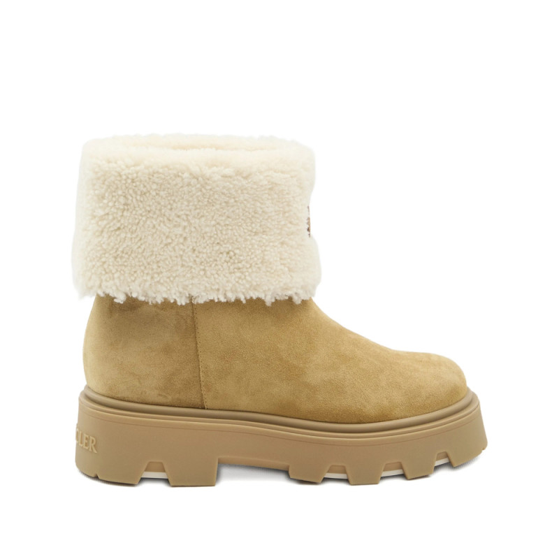 Moncler Aurea Shearling Logo Patch Boots