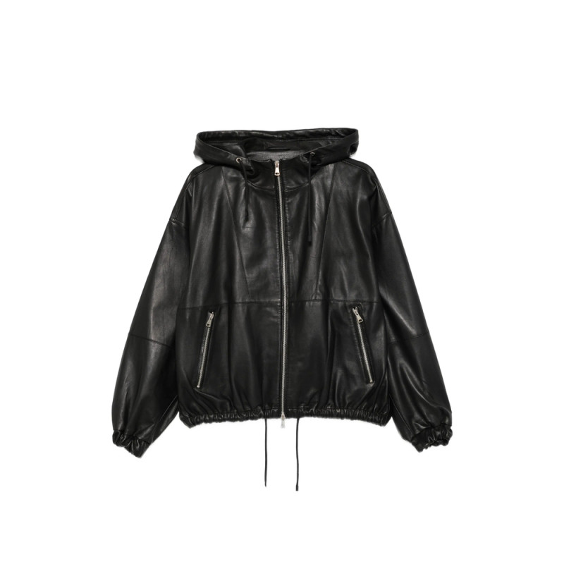 Tela Hooded Leather Jacket