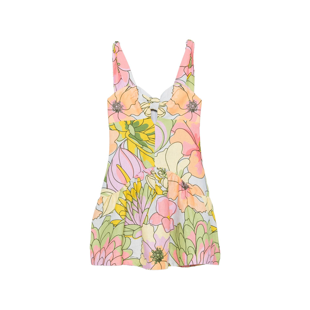 Farm Rio Floral-print Cut-out Mini Dress