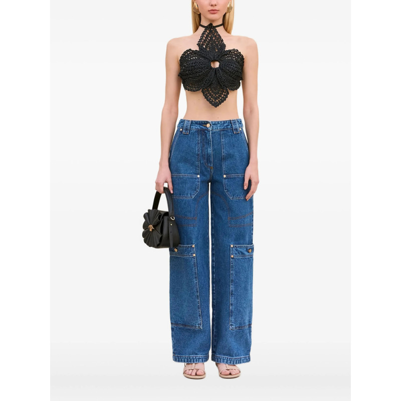Cult Gaia Flower Crochet Halter Top