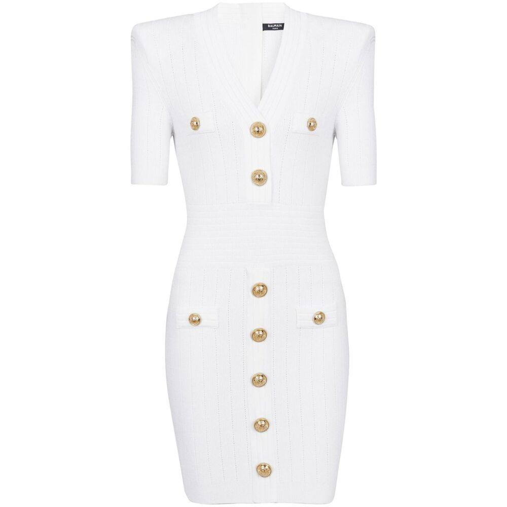 Balmain Knitted Button-embellished Minidress