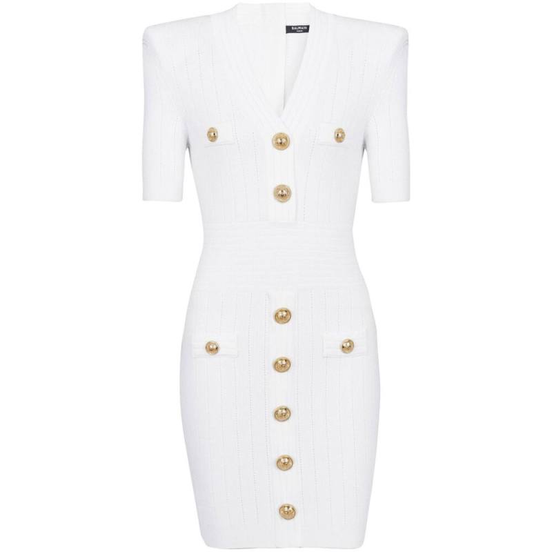 Balmain Knitted Button-embellished Minidress