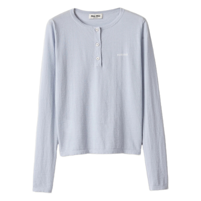 Miu Miu Three-button Logo-detail Long-sleeved T-shirt