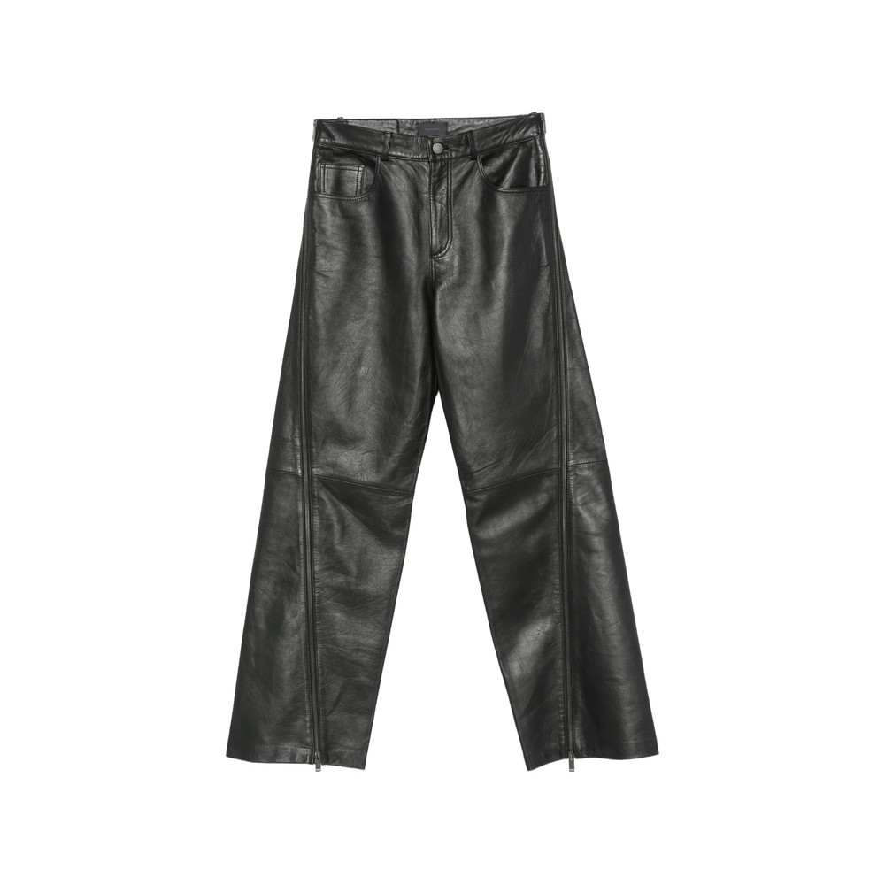 Haikure Belt-loops Leather Trousers
