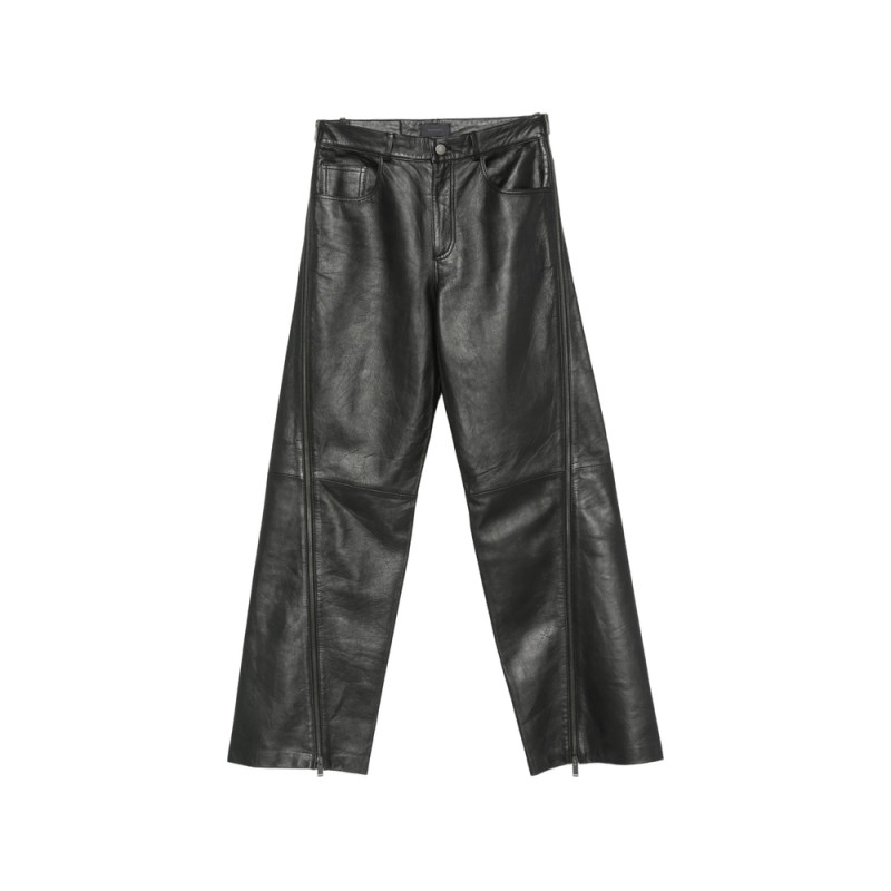 Haikure Belt-loops Leather Trousers