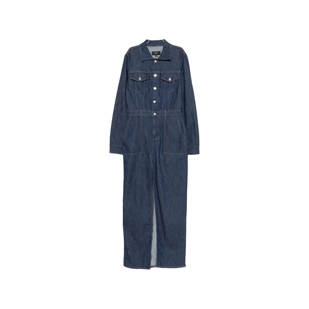 7 For All Mankind Utility Front-slit Maxi Denim Dress