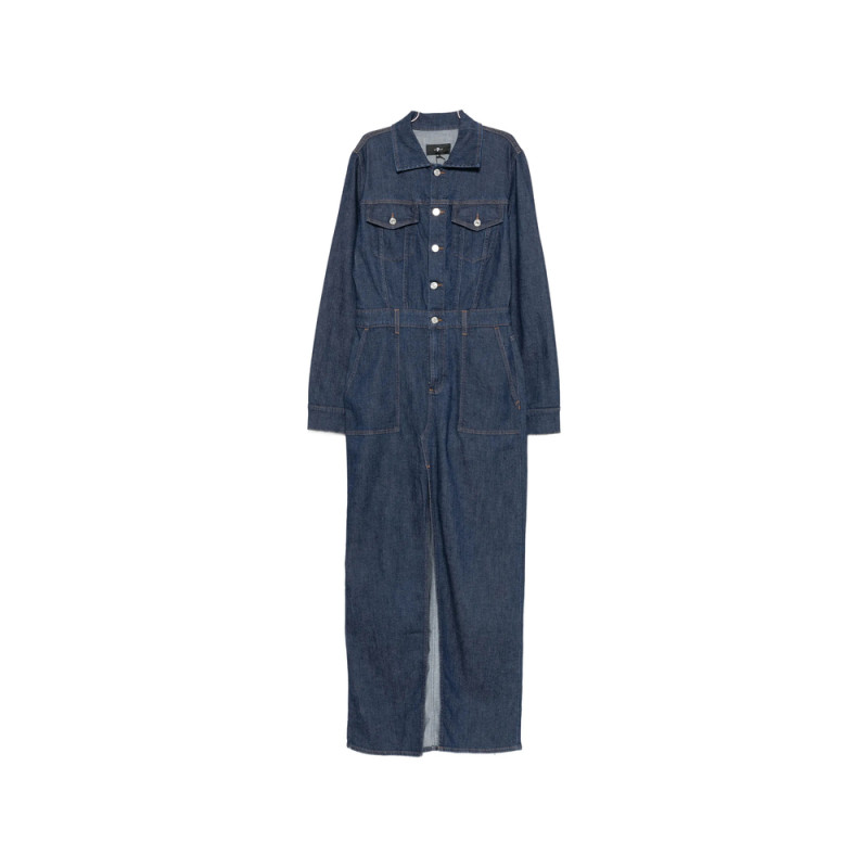 7 For All Mankind Utility Front-slit Maxi Denim Dress