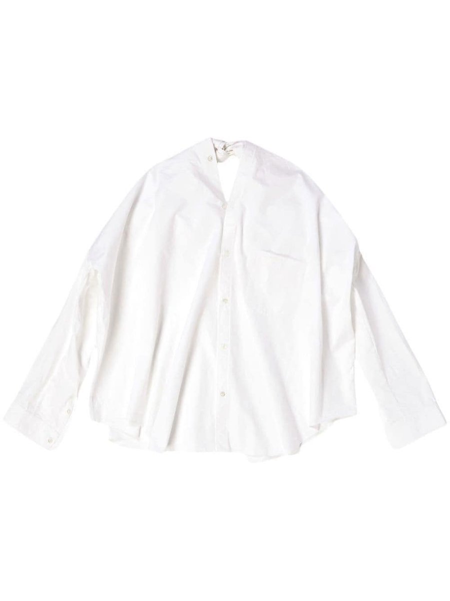 pussy-bow collar cotton shirt