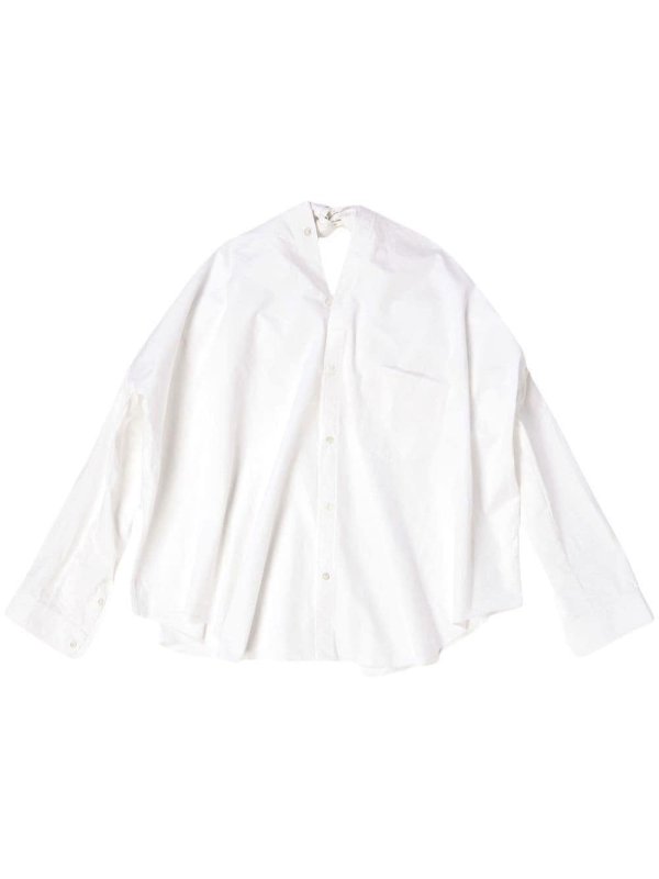 pussy-bow collar cotton shirt
