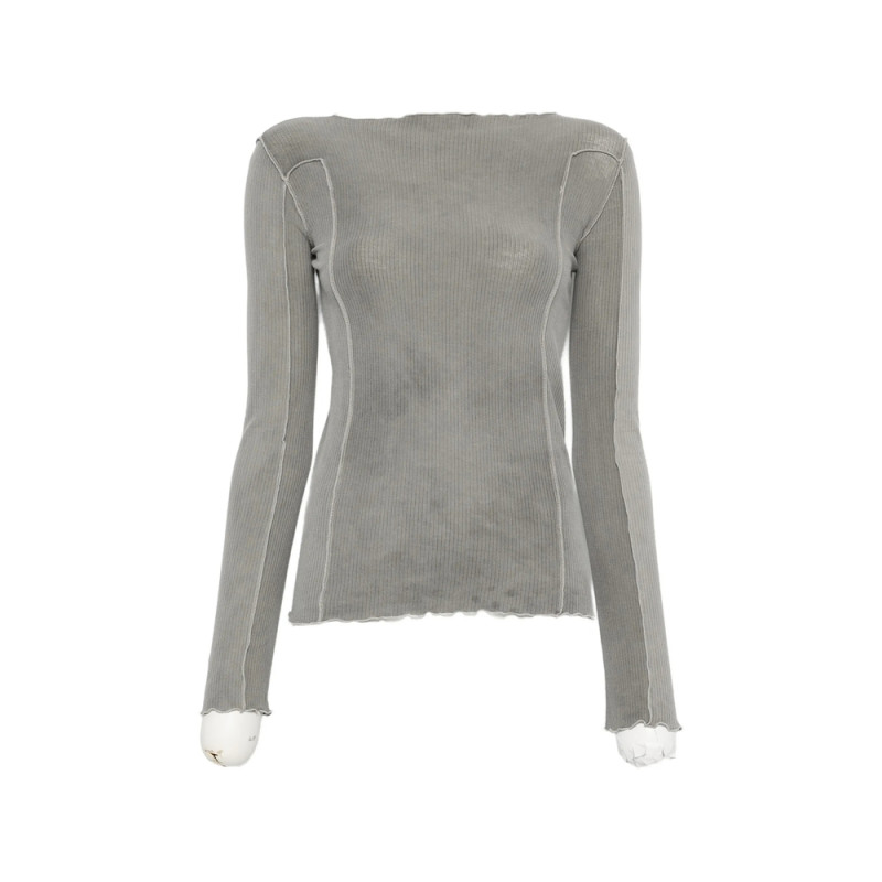Baserange Omato Ribbed-knit Boat-neck Top