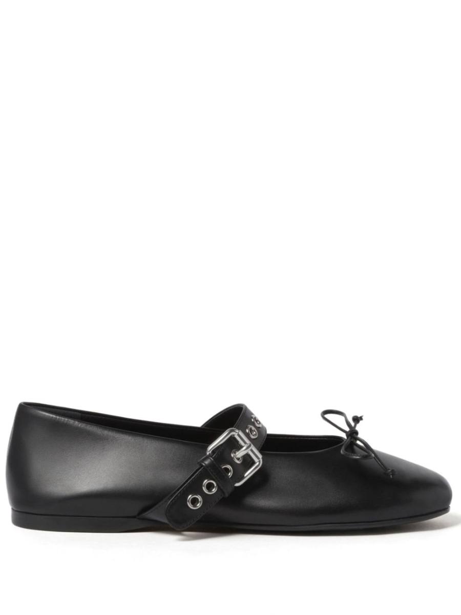 buckled leather ballerina shoes