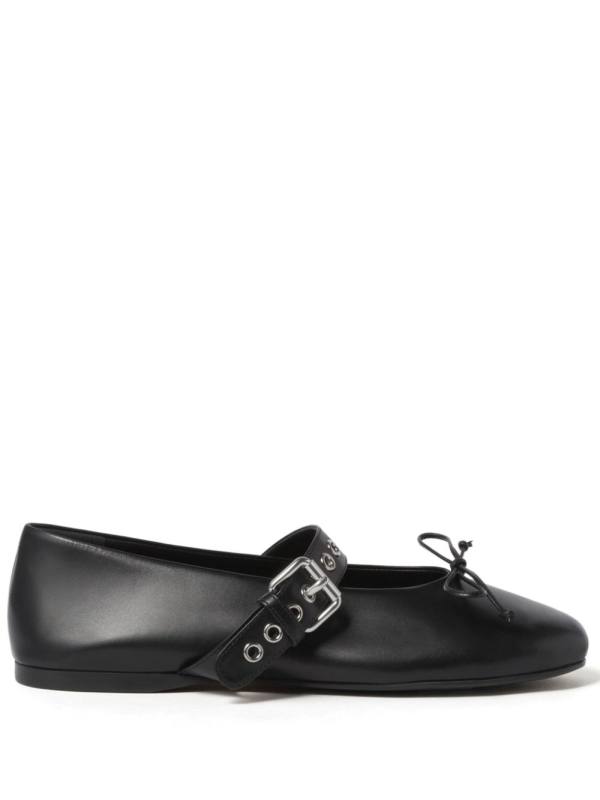 buckled leather ballerina shoes