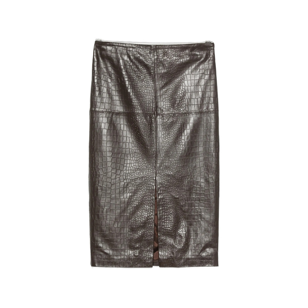 Federica Tosi Crocodile-effect Leather Midi Skirt